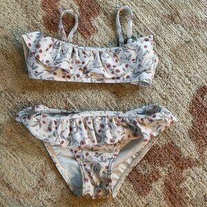 Rylee + Cru Floral Trim Bikini Size 4-5